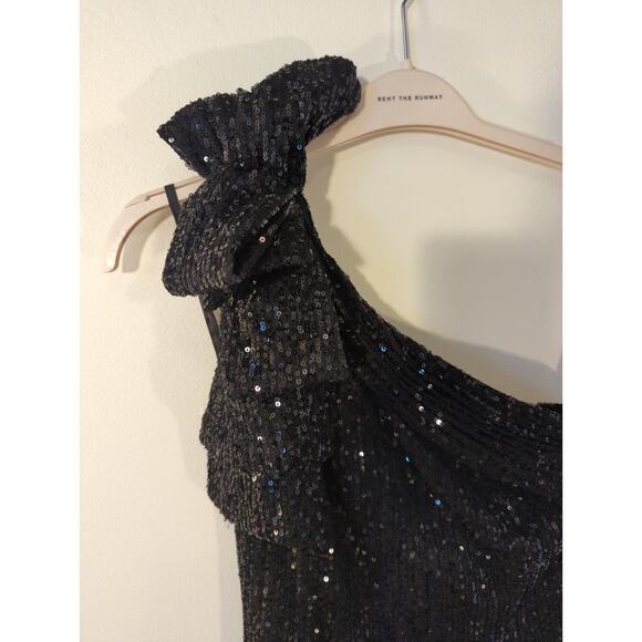 NWT New Mac Duggal Sz 4 Black Asymmetrical Bow Sequin Embellished Dress 11283 - Picture 4 of 6